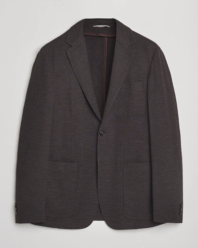 Canali Wool Houndstooth Jersey Blazer Dark Brown – Brown