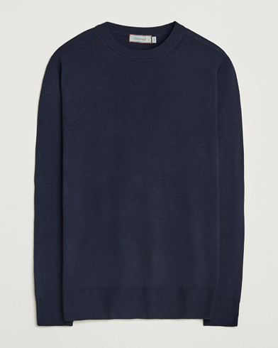 Canali Merino Wool Crew Neck Navy – Blue