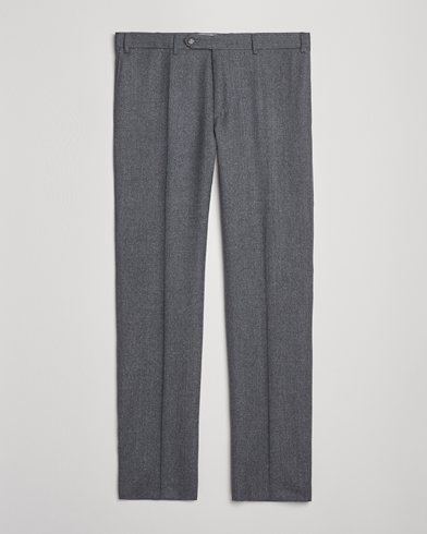 Canali Slim Fit Flannel Trousers Grey Melange – Grey