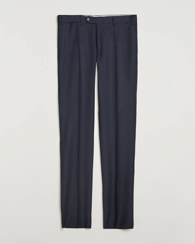 Canali Slim Fit Flannel Trousers Navy – Blue