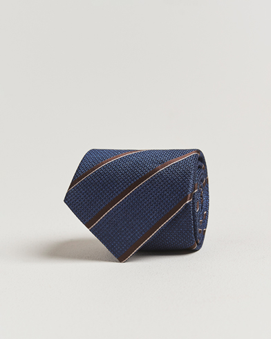 Canali Regimental Stripe Silk Tie Navy/Brown – Blue