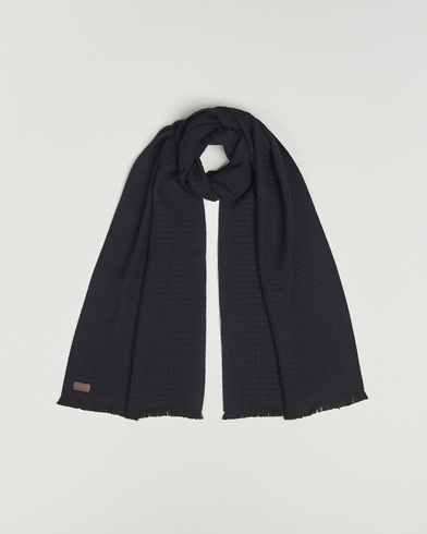Canali Jacquard Wool Scarf Navy – Blue