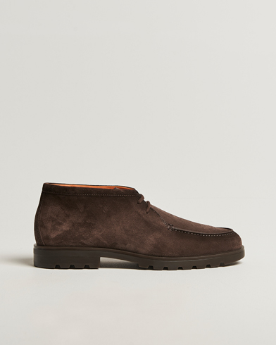 Santoni Winter Chukka Boots Dark Brown Suede – Brown