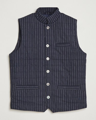 Stenströms Wool Pinstripe Padded Vest Blue – Blue