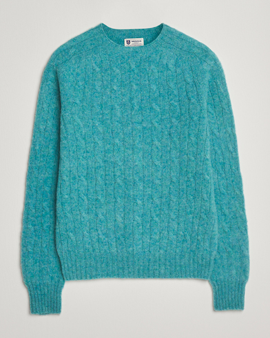 Morris Brushed Cable Sweater Green – Green