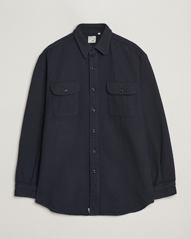 orSlow Brushed Flannel Overshirt Navy – Blue
