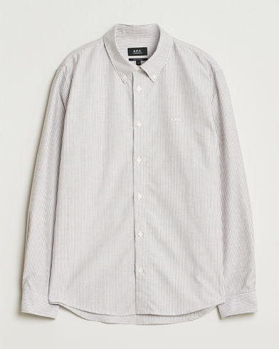A.P.C. Greg Striped Oxford Shirt Burgundy/White – Red
