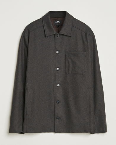 A.P.C. Jamie Wool Flannel Shirt Jacket Dark Brown – Brown
