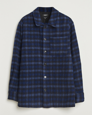 A.P.C. Stanley Wool Checked Shirt Jacket Dark Navy – Blue