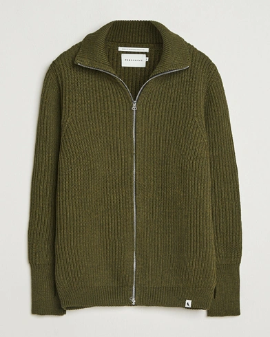 Peregrine Fisherman Merino Zip Cardigan Olive – Green