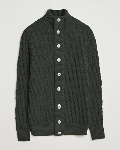 S.N.S. Herning Stark Wool Cable Cardigan Dark Forest Green – Green