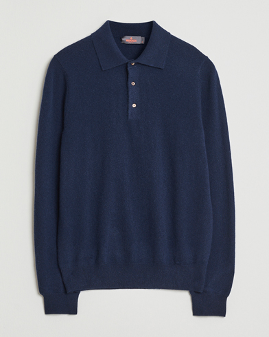 Morris Cashmere Polo Neck Navy – Blue