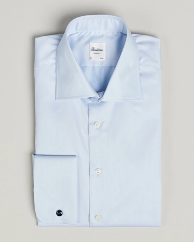 Stenströms Regular Fit Cotton Twill Double Cuff Shirt Blue – Blue