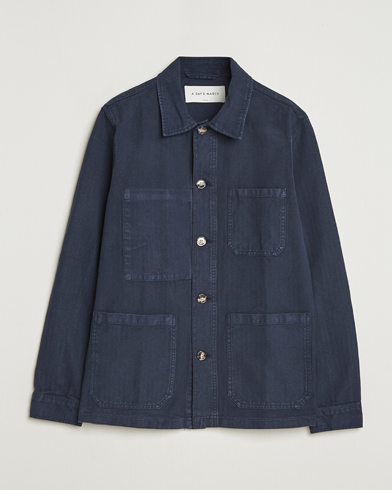 A Day's March Original Herringbone Overshirt Navy – Blue