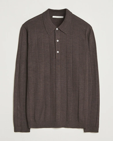A Day's March Ambroz Structured Merino Polo Brown Melange – Brown