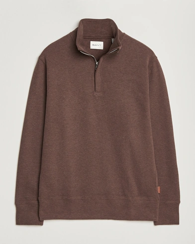 GANT Light Sacker Rib Half Zip Dark Brown Melange – Brown