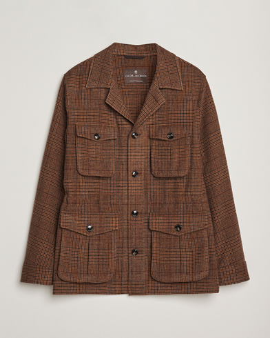 Oscar Jacobson Sirolo Checked Shirt Jacket Brown – Brown