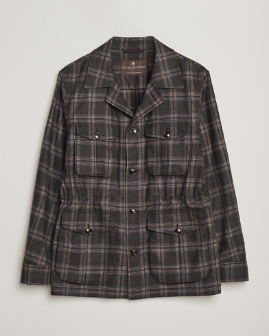 Oscar Jacobson Sirolo Checked Shirt Jacket Brown/Blue – Brown