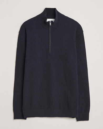 NN07 Danny Rib Knitted Half Zip Navy Blue – Blue