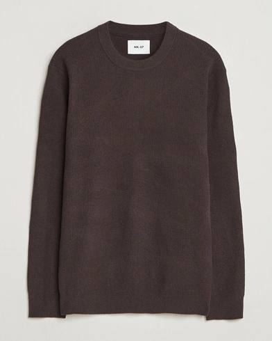 NN07 Danny Rib Knitted Crew Neck Dusky Port – Brown