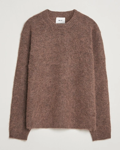 NN07 Russell Alpaca Knitted Crew Neck Mable Husk – Brown