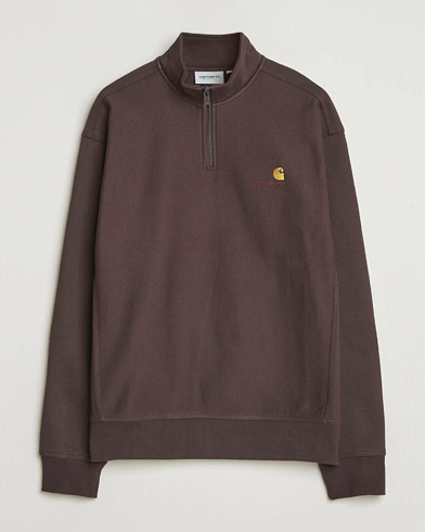 Carhartt WIP Half Zip American Script Sweat Palisander – Brown