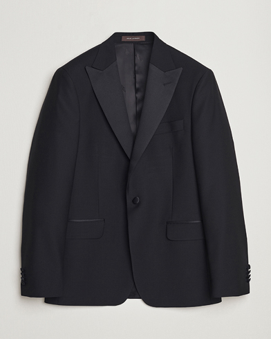 Oscar Jacobson Frampton Wool Tuxedo Blazer Black – Black