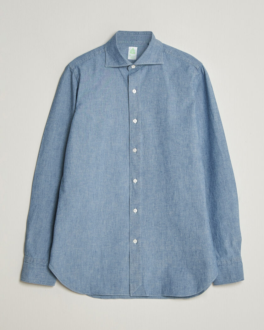 Finamore Napoli Gaeta Chambray Shirt Light Blue – Blue