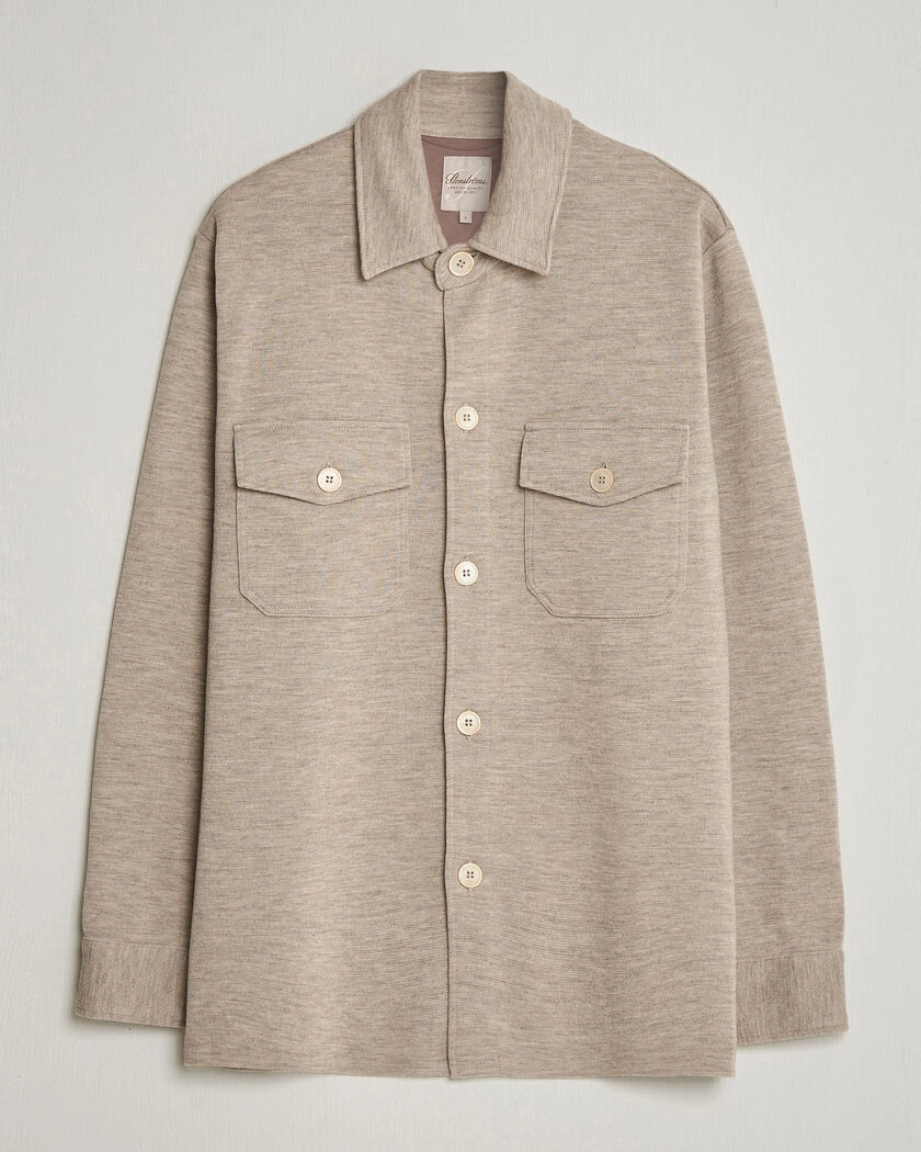Stenströms Milano Knitted Merino Overshirt Beige – Beige