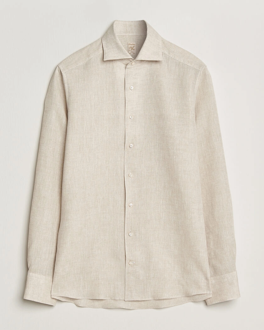 Stenströms 1899 Linen One Piece Collar Shirt Beige – Beige