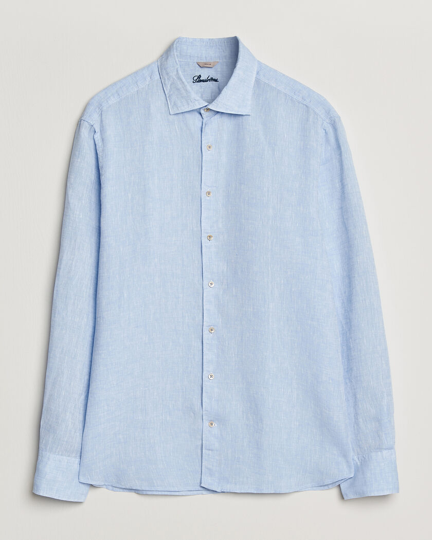Stenströms Regular Fit Cut Away Linen Shirt Light Blue – Blue