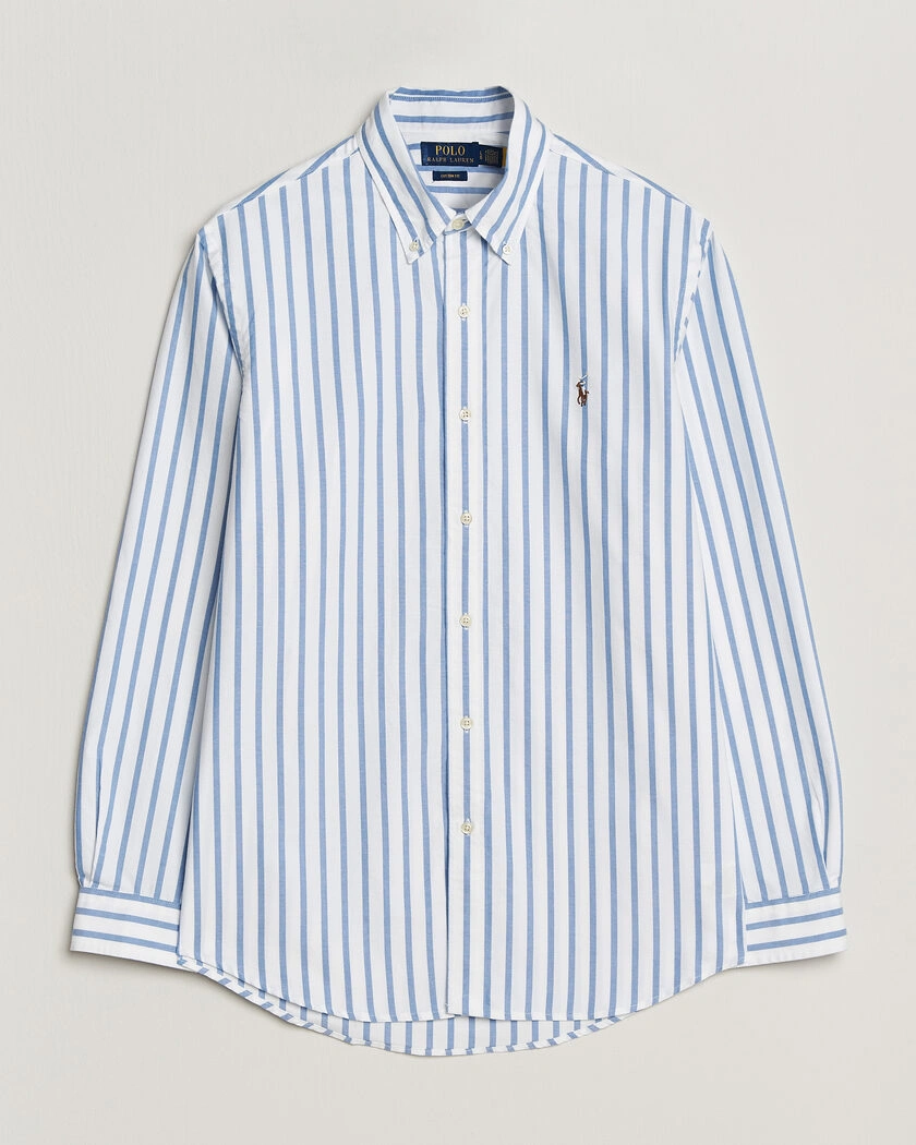 Polo Ralph Lauren Custom Fit Striped Oxford Shirt Blue – Blue
