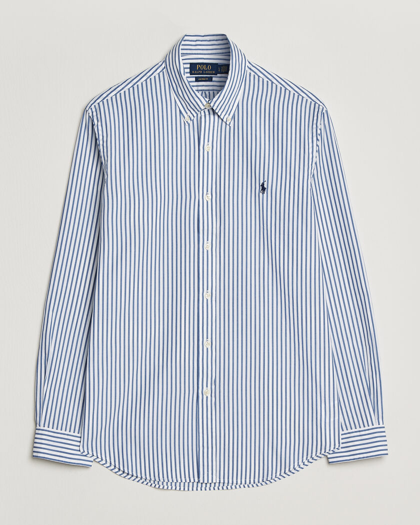 Polo Ralph Lauren Custom Fit Poplin Striped Shirt Blue – Blue