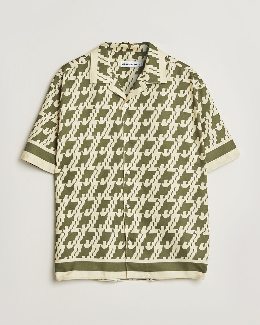J.Lindeberg Ellis Border Resort Shirt Glitch Kalamata – Green