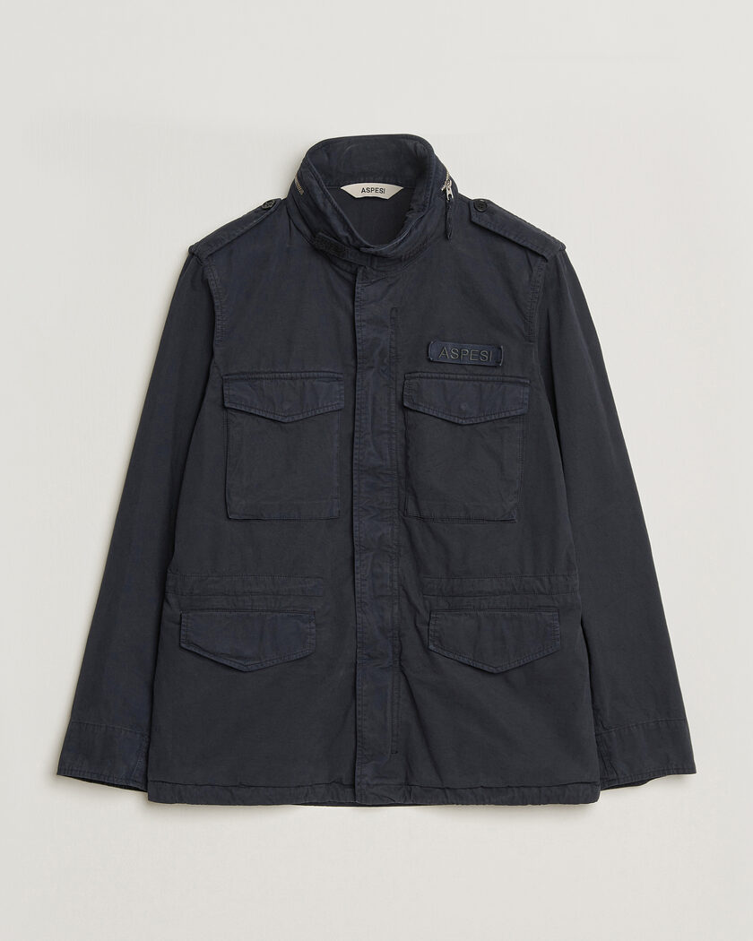 Aspesi Washed Cotton Field Jacket Navy – Blue