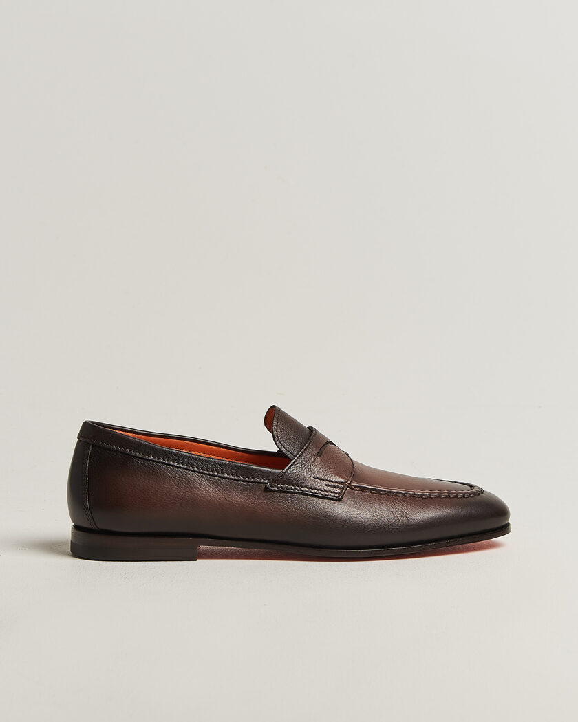 Santoni Penny Loafers Dark Brown Calf – Brown