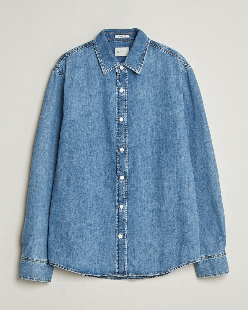 GANT Regular Fit Denim Shirt Semi Light Blue Worn In – Blue