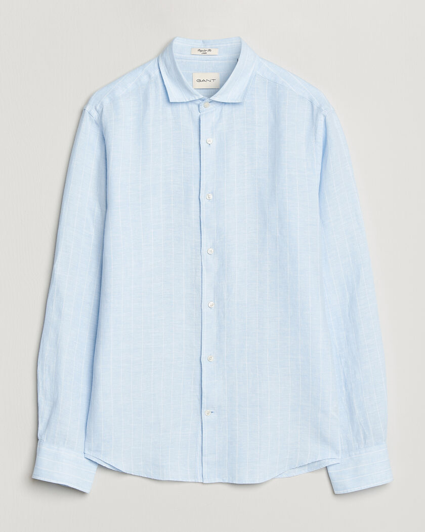 Gant Regular Fit Linen Striped Shirt Sky Blue – Blue