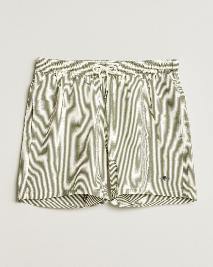 Gant Seersucker Striped Swimshorts Dry Herb Green – Green