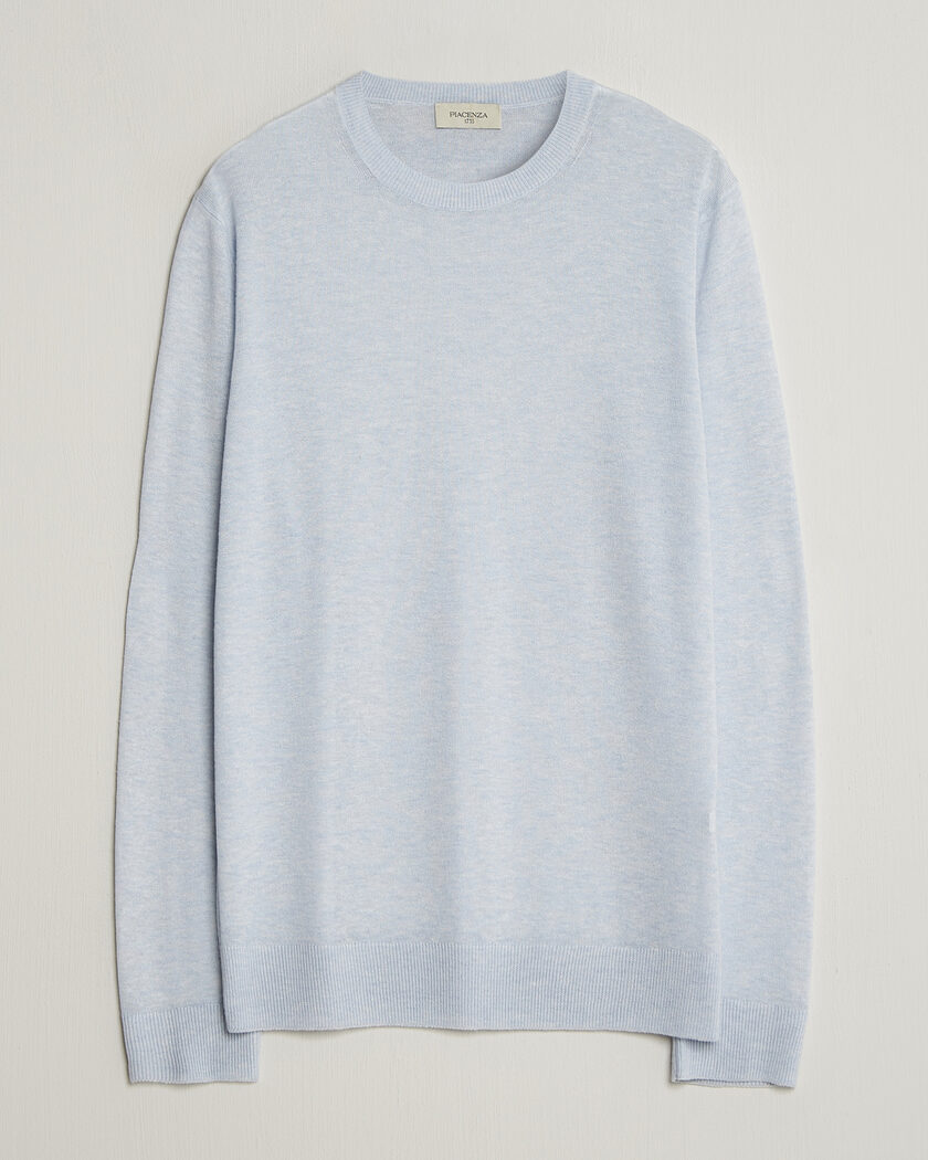 Piacenza Cashmere Soft Silk/Cashmere Crew Neck Sky Blue – Blue