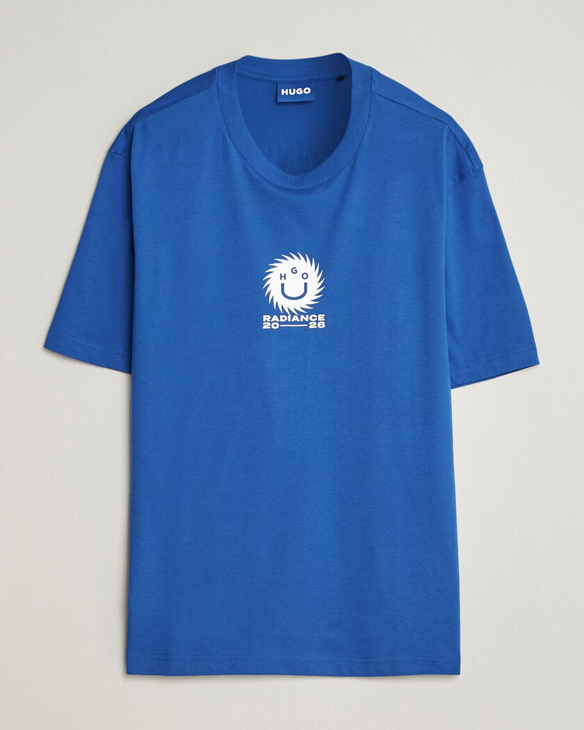 HUGO Nunarix Printed Crew Neck T-Shirt Open Blue – Blue