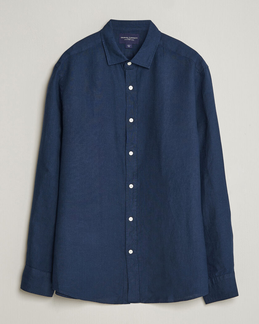 Charles Tyrwhitt Pure Linen Slim Fit Shirt Navy – Blue