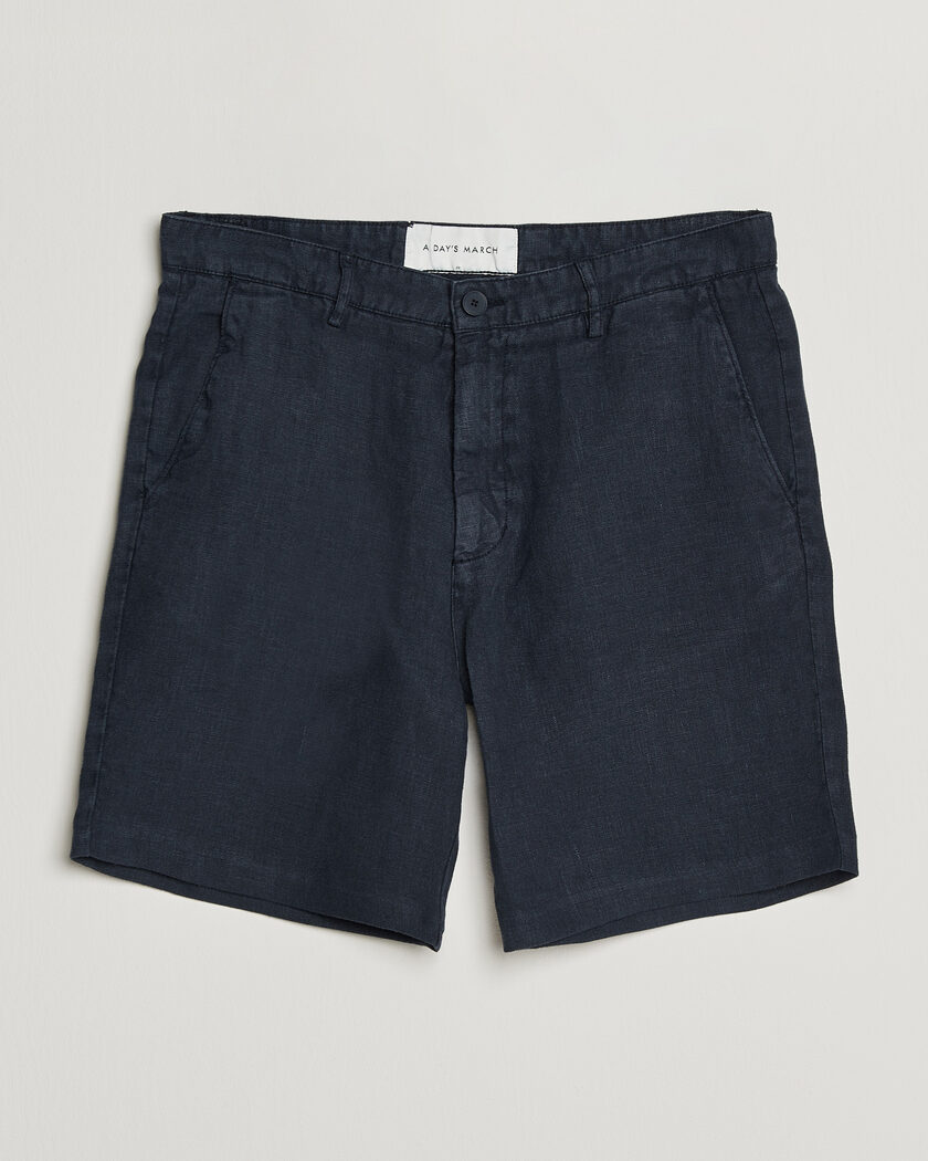 A Day's March Luny Linen Shorts Navy – Blue
