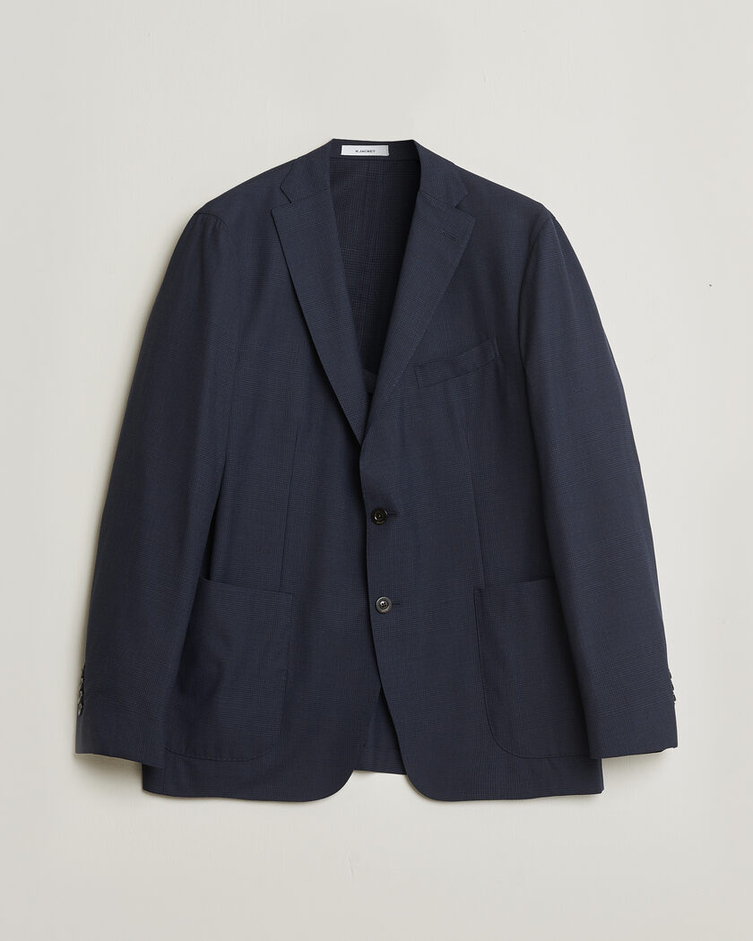 Pre-owned Boglioli K Jacket Check Wool & Silk Blazer Navy 54 – Blue
