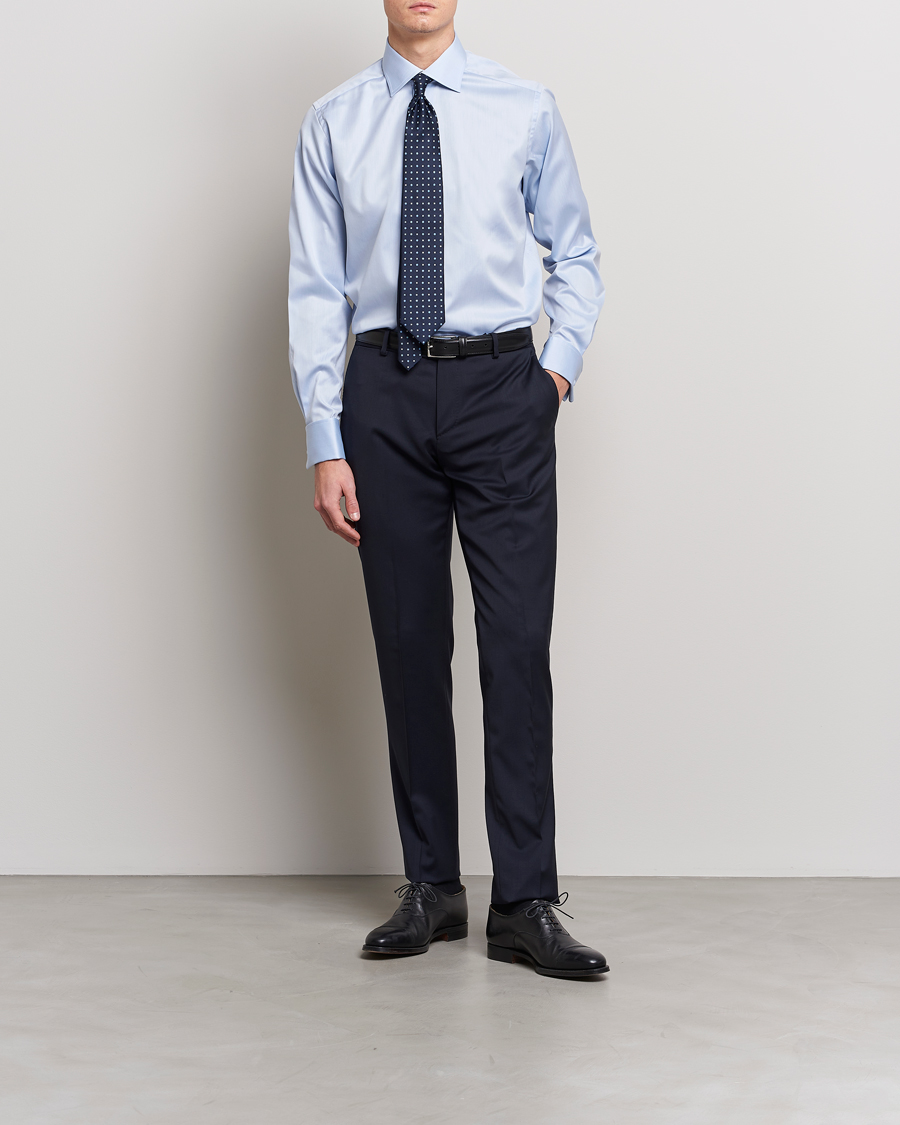 Men | Eton | Eton | Contemporary Fit Shirt Double Cuff Blue