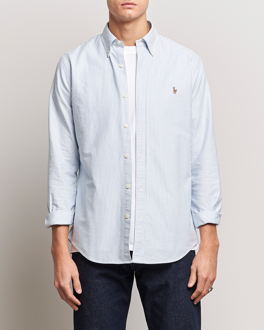Herr | Oxfordskjortor | Polo Ralph Lauren | Custom Fit Oxford Shirt Stripes Blue