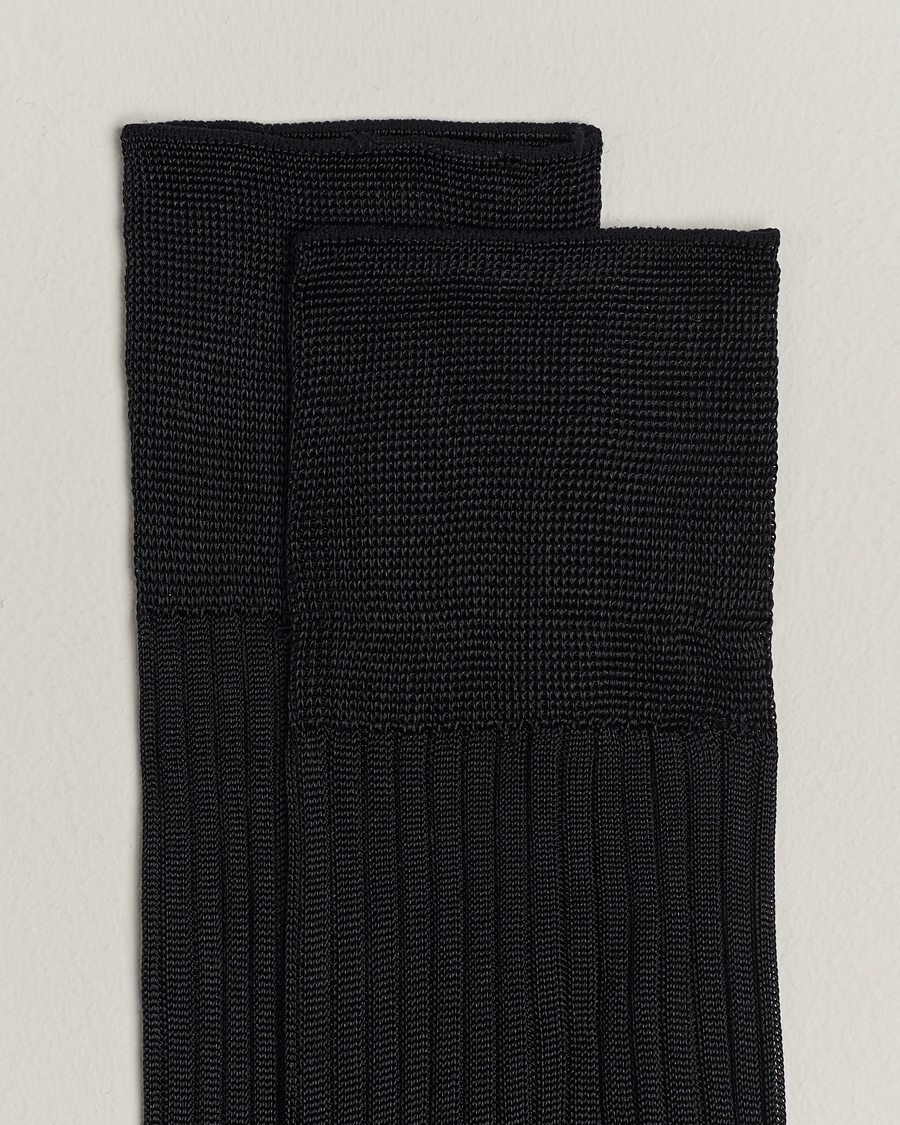 Men | Knee Socks | Pantherella | Baffin Silk Long Sock Black