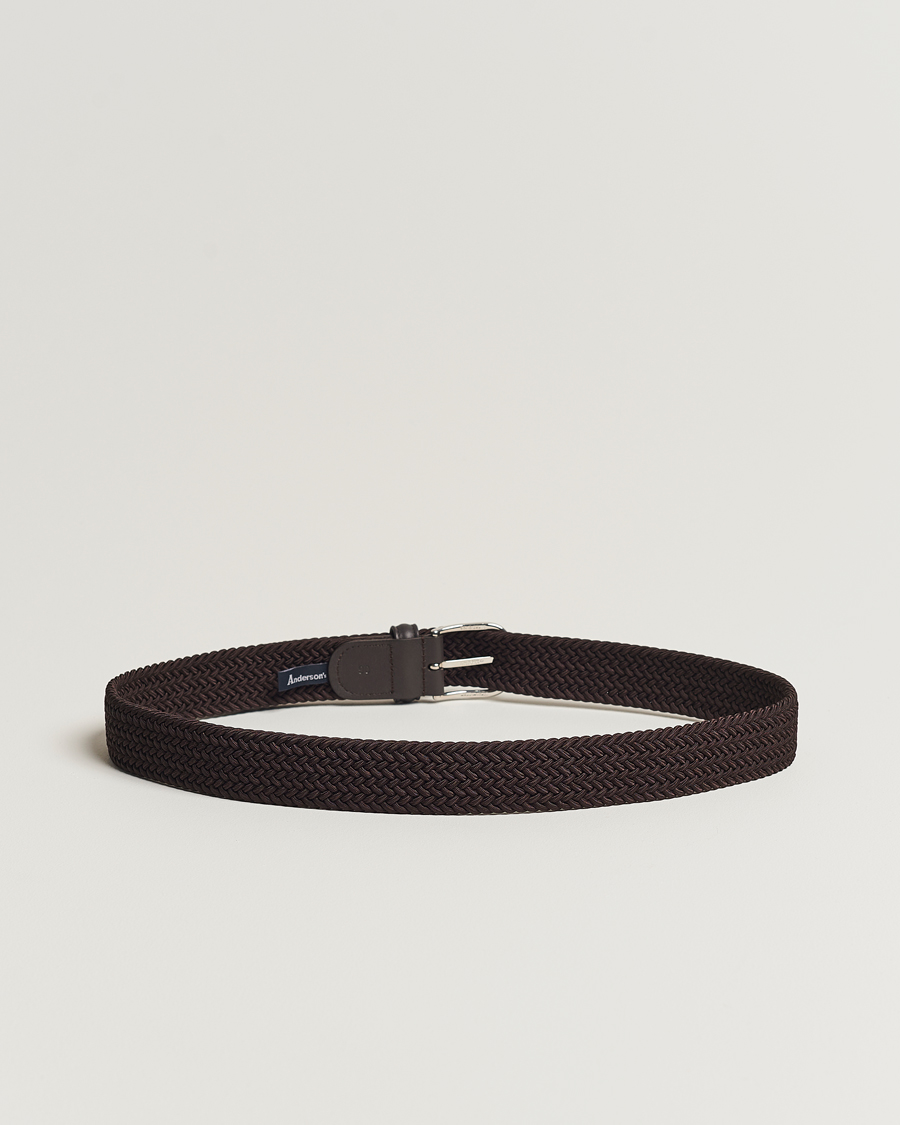 Men | Anderson's | Anderson's | Stretch Woven 3,5 cm Belt Brown