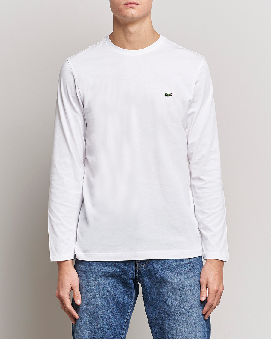 Men | Long Sleeve T-shirts | Lacoste | Long Sleeve Crew Neck T-Shirt White