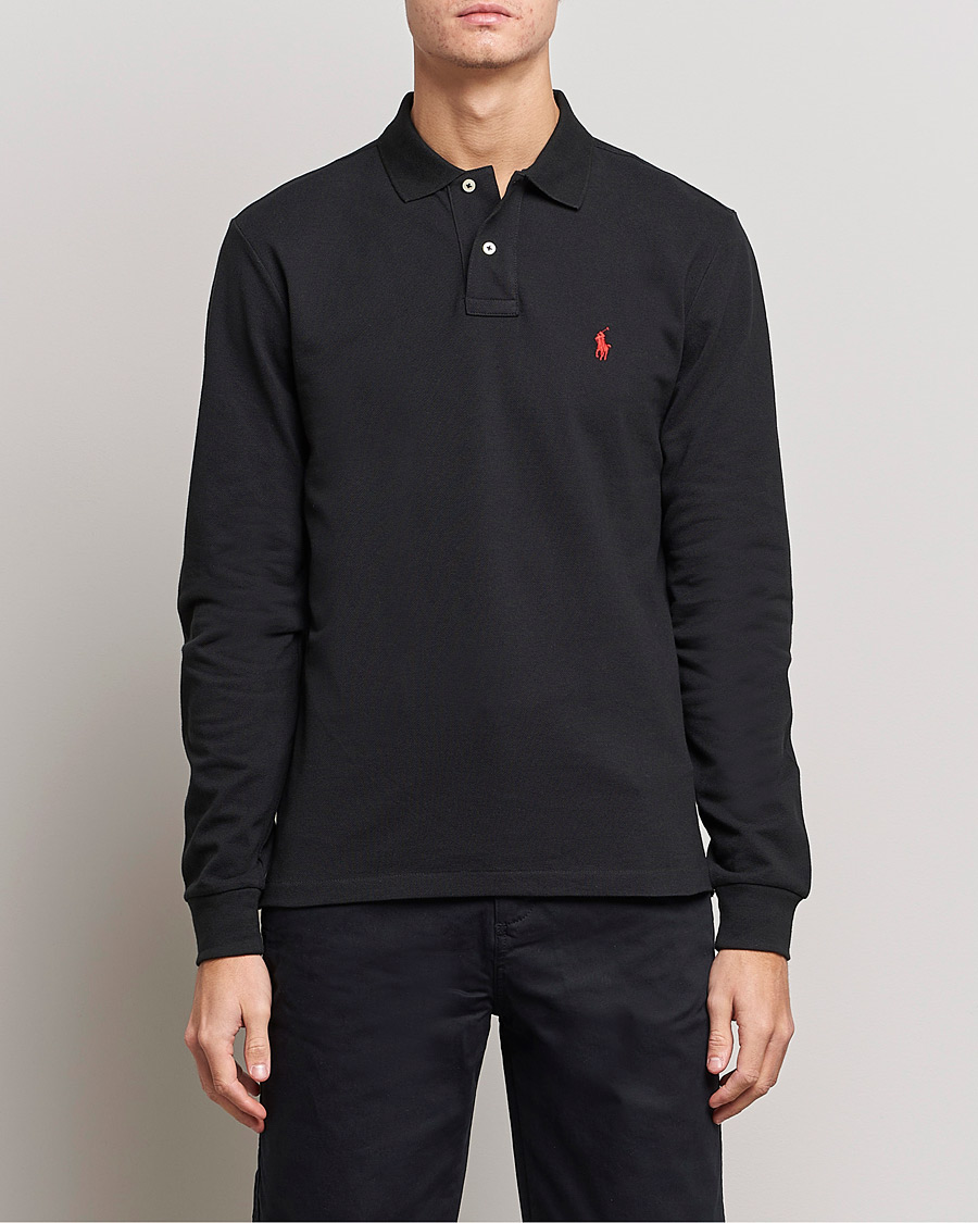 Men | Sweaters & Knitwear | Polo Ralph Lauren | Custom Slim Fit Long Sleeve Polo Polo Black
